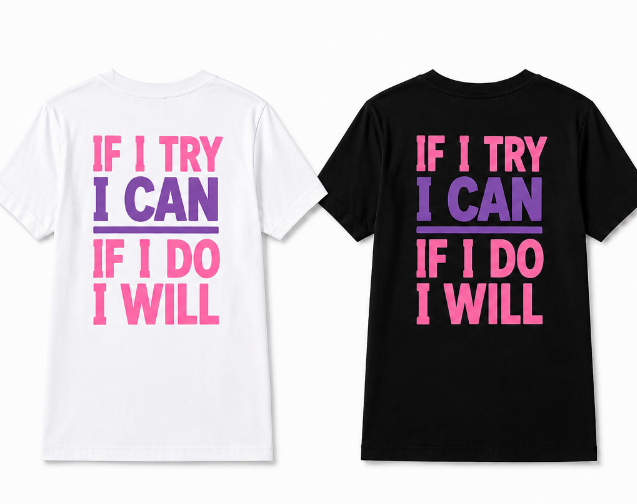 Girls Youth Tee "If I Try I Can, If I Do I Will" Motivational Kids T‑Shirt